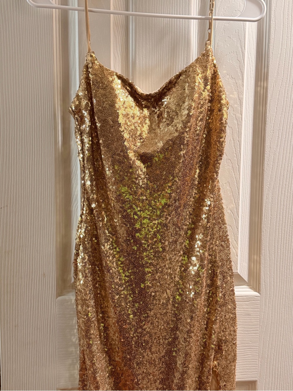 Gold Sequin Strapped Dress
